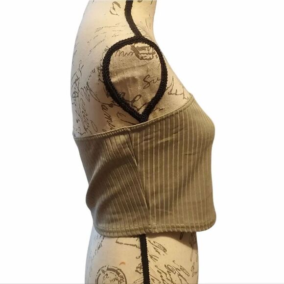 TOPSHOP Ladies Sz 12 Gray Ribbed Crop Top - Picture 2 of 6